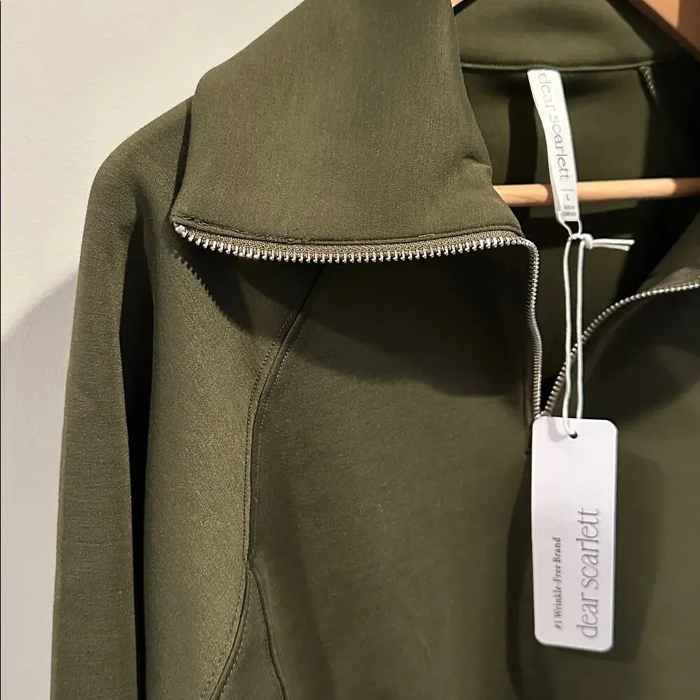 Dear Scarlett‎ Large Olive Green Hamptons Quarter Zip Pullover NWT